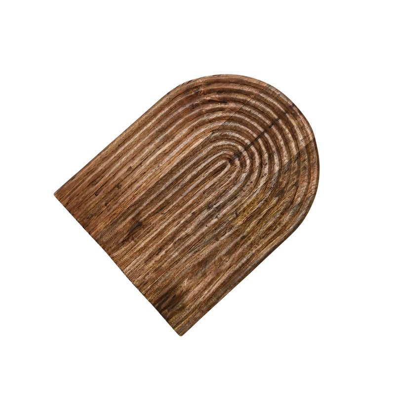 Main + Mesa Carved Arch Mango Wood Serving Board  Natural Medium - Image 1